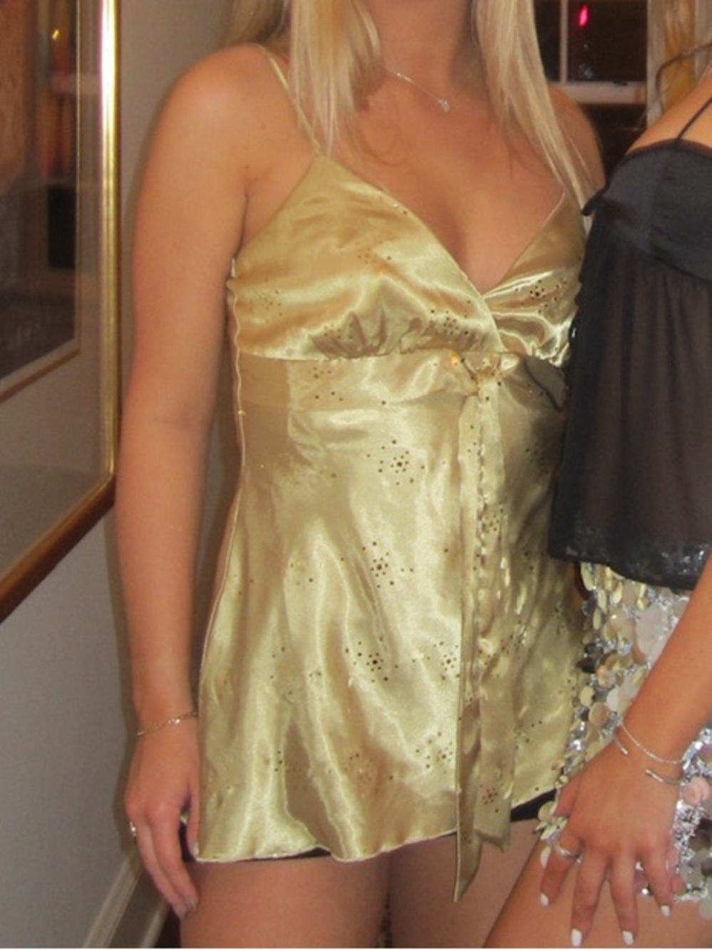 VENUS Gold Satin Halter Tank